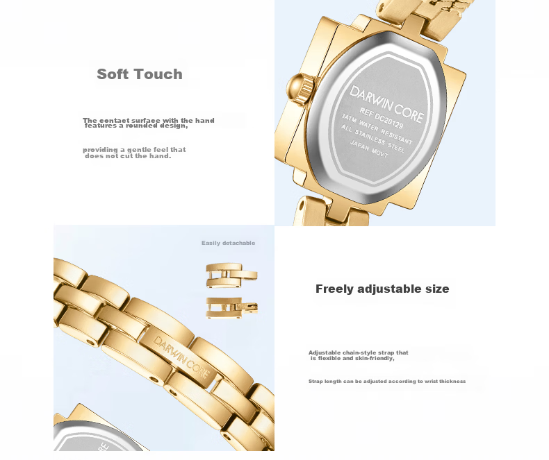 Darwin Core Daiwenke Small Gold House Women's Watch Gift Box Small Dial Gold Watch Diamond Inlaid Light Luxury Birthday Gift for Girlfriend 10