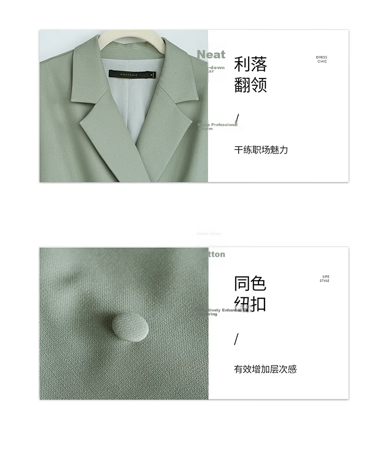 ROEYSHOUSE Tie-Waist Waist-Cinching Dress for Women Summer Elegant Textured Blazer Dress 06473 Bean Green S 10