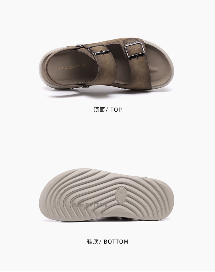 Red Dragonfly Men's Sandals New Dual-Use Soft Sole Non-Slip Beach Casual Birkenstock Shoes WTT260882 Gray Size 38 12