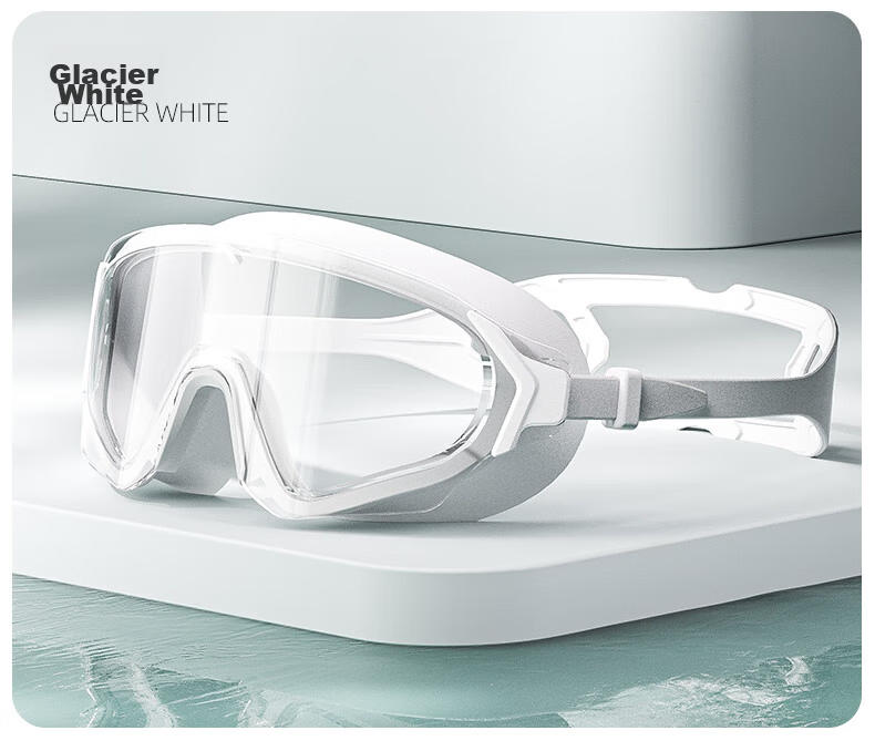 ANTA Water Eye Max Large Frame Swimming Goggles Adult HD Anti-Fog Waterproof Professional Diving Goggles Black and White Plano 13