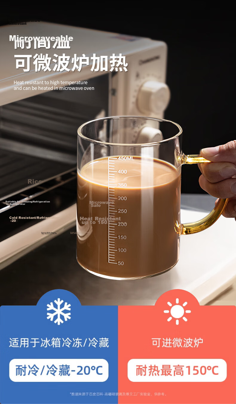 Newair Milk Cup Microwaveable Glass Mug with Measurement Scale for Home Breakfast, Soy Milk, Juice, Coffee, and Kids 3