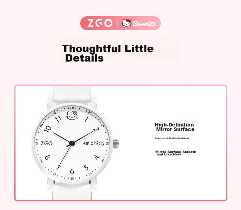 Hello Kitty Exam Watch for Girls Middle and High School Students Quartz Low-Noise Time-Only Watch 8