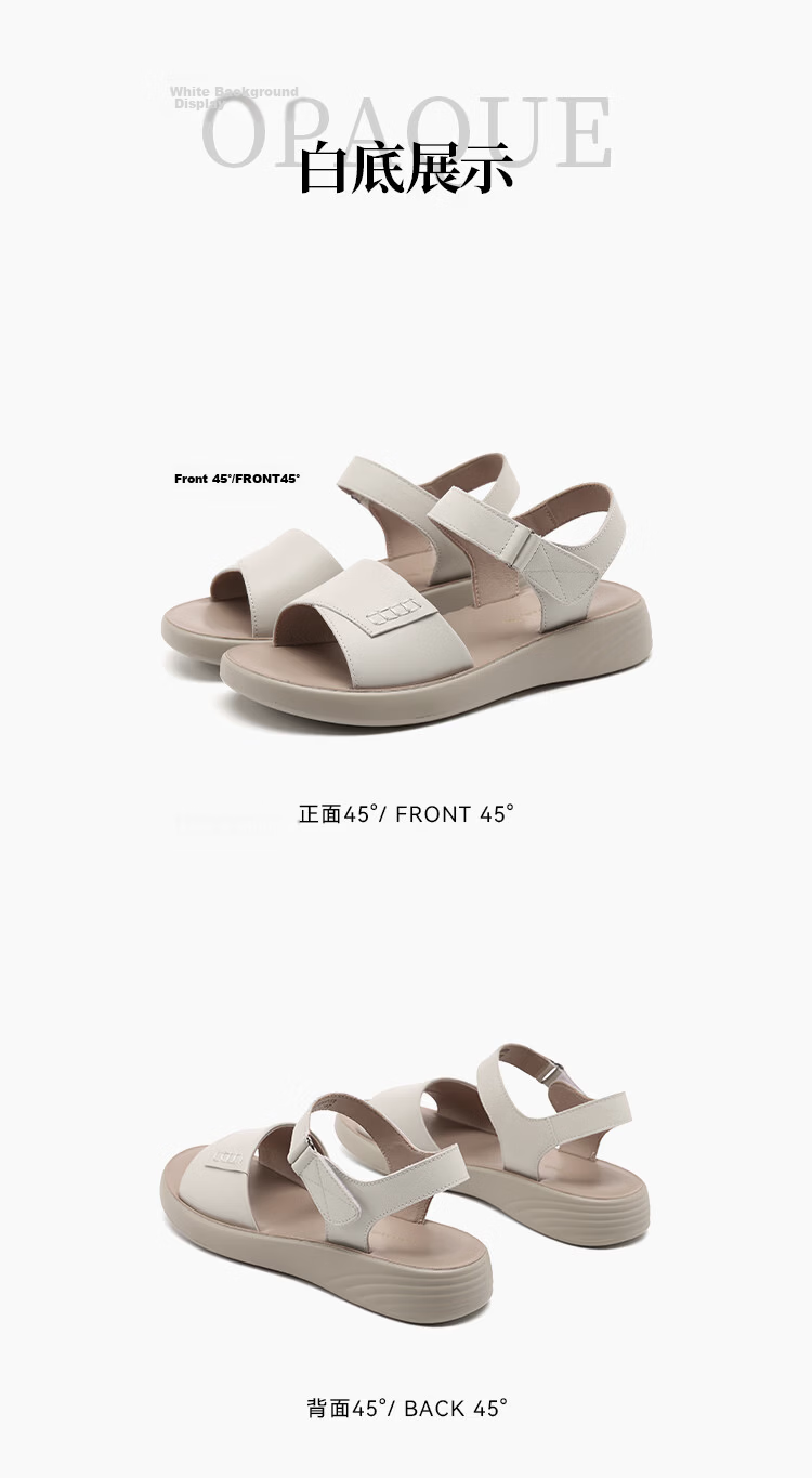 Red Dragonfly Women's Thick-Soled Cowhide Mom Shoes Commuting Comfortable Middle-Aged Fashion Soft Sole Sandals WTK264931 Off-White Size 37 10