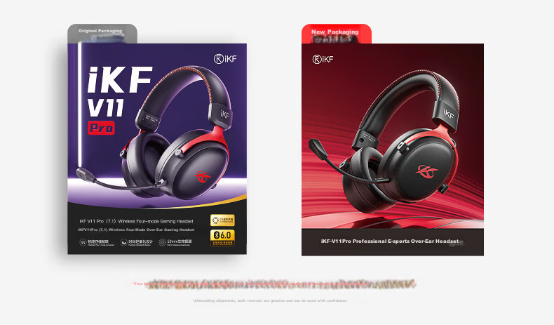 IKF V11 Pro 7.1 Quad-Mode Wireless Gaming Headset Over-Ear 7.1 Surround Sound Bluetooth Wired Esports Delta FPS Valorant Positioning Cranberry Red 2