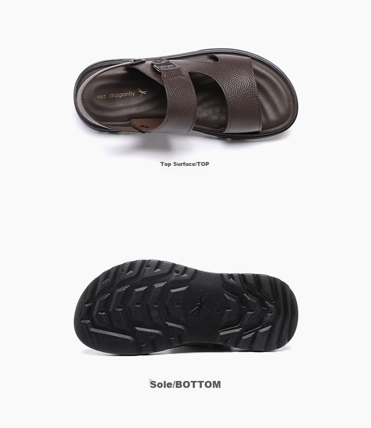 Red Dragonfly Men's Leather Dual-Wear Sandals Outdoor Soft Sole Trendy Comfortable Beach Casual Shoes WTT261112 Brown Size 41 8