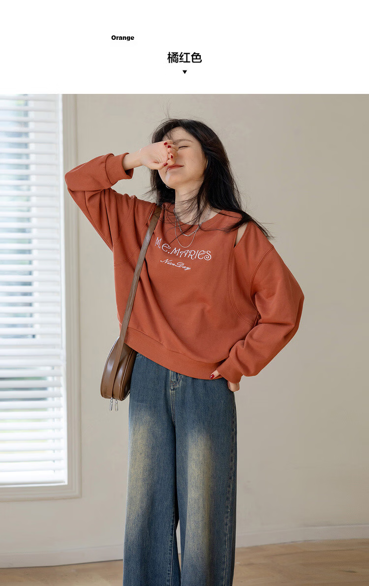 MT Cloud Sweatshirt Spring Lightweight Breathable Cloud Cotton Hollow Letter Embroidery Loose Fit Flattering Women's Top 6