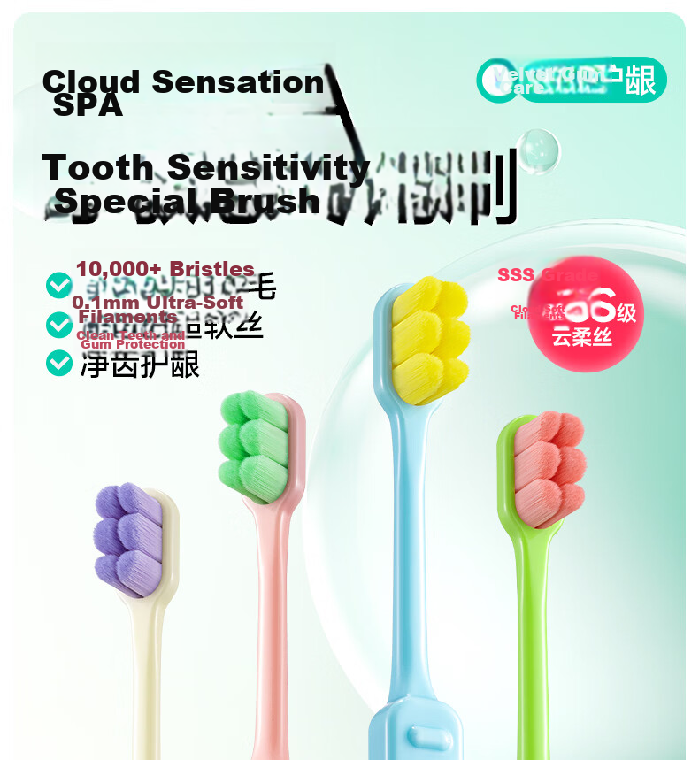 Meyarn Wide Head Stain Removal Toothbrush 4-Pack, Soft to Medium Bristles, Odor Removal, Gum Care, Dual Spiral Bristles, Convex Surface Brush 1