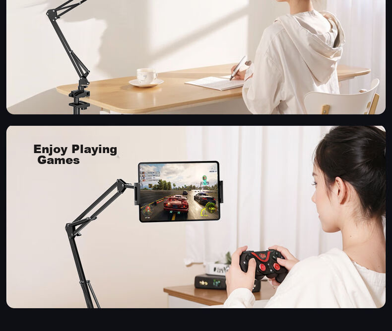 LINGCHEN Tablet Stand, Bedside Phone Holder, Lazy Stand, IPad Desktop Multi-Functional Armrest, Bedside Video Watching, Online Classes, Overhead Shooting, 360° Adjustable Support Stand, LC-CT 25