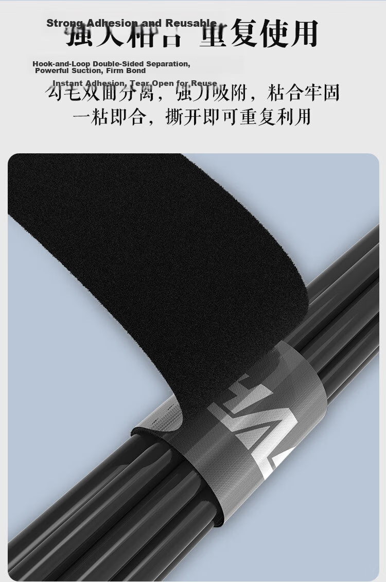HAILE Magic Hook and Loop Cable Ties, 5 Colors, 1.2cm Wide, 1 Meter Each, Total 5 Meters, Model ZD-5-1M, Pack of 5 Rolls 5
