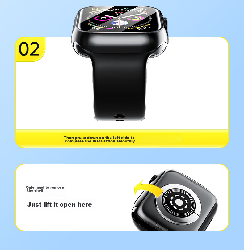 WITGOER IP68 Waterproof Case and Screen Protector for Apple Watch S9/8/7 iPhone Series Full Coverage Ultra-Thin Tempered Glass Film Accessories for Women 45
