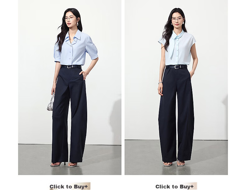 Yixiang Liying Curved Blade Casual Pants 2026 Summer New High Waist Slim Banana Pants Long Pants Navy Blue 165/66A/L 16