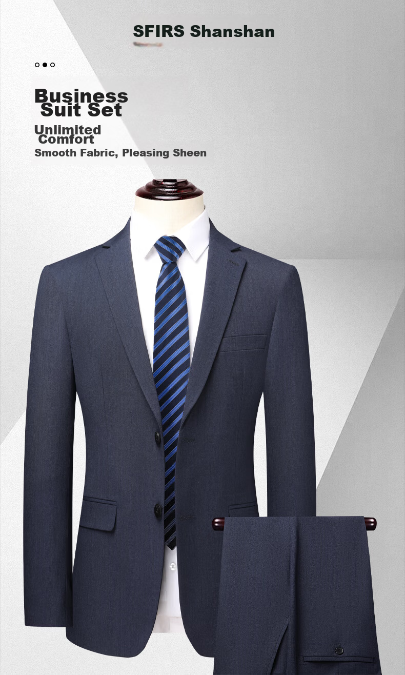 Shanshan [Anti-Wrinkle & Stylish] Men's Slim Fit Business Casual Workwear Suit Groom Wedding Tuxedo 1
