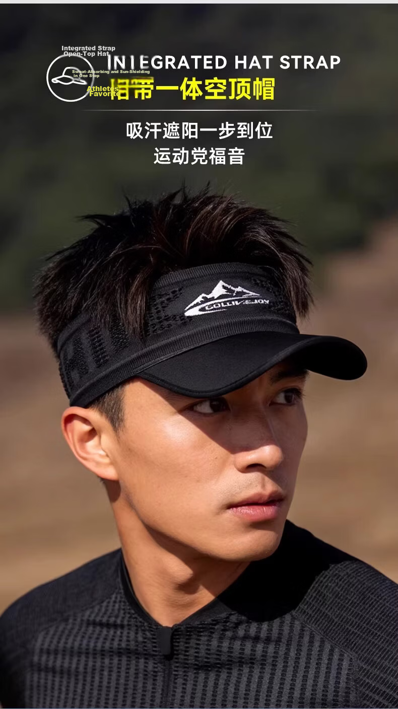 GOLOVEJOY Lightweight Breathable Sweat-Absorbing Outdoor Running Sun Hat Cap for Men and Women, Black 4