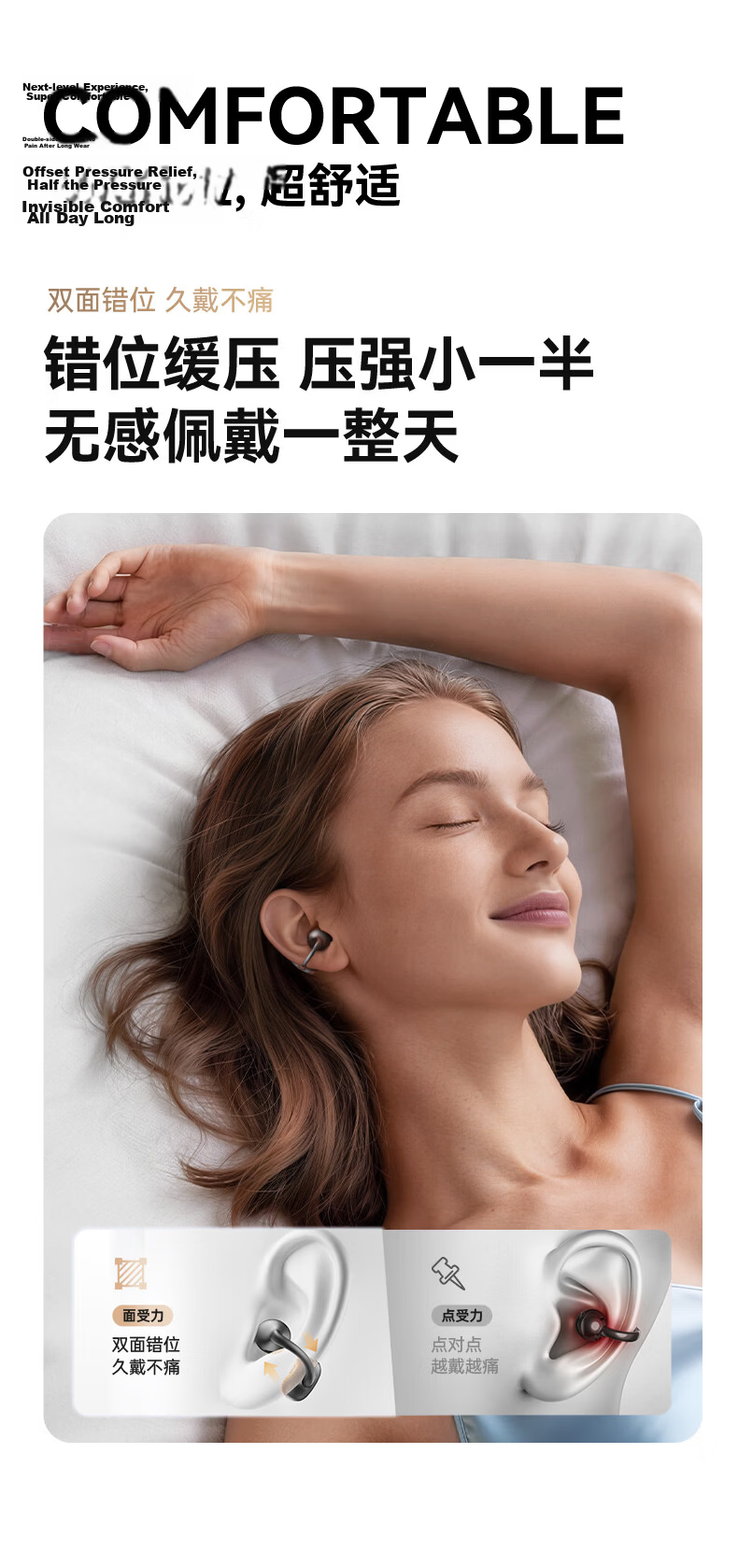 Jinyun 2026 Latest A9 Ultra Dynamic Ring Bluetooth Clip-on Bone Conduction Wireless Open-Ear Running Sports Sweatproof Call Long Battery Life AI Translation Gift 10