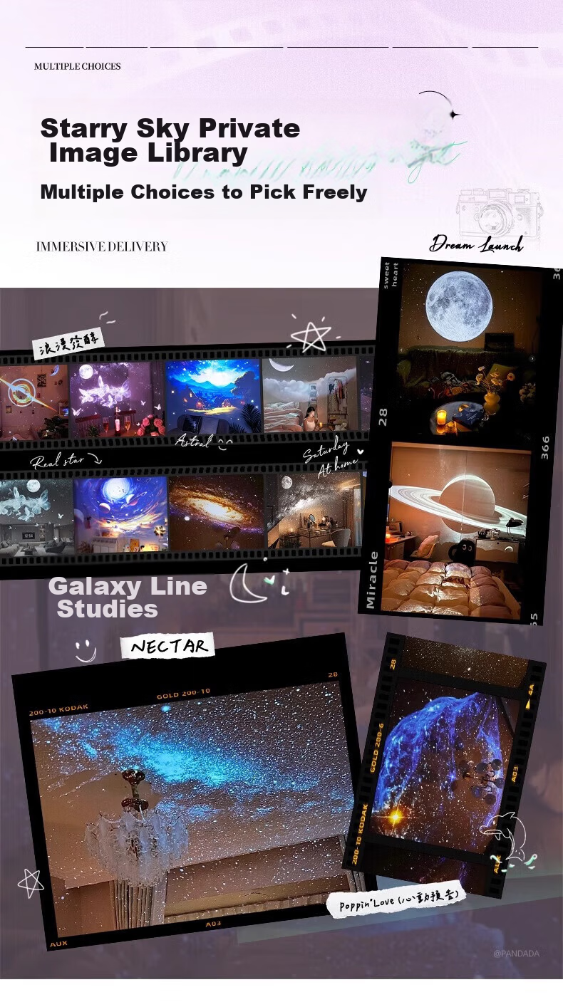 Wanhuo Starry Sky Projection Lamp Night Light Full Star Bedroom New Projector Atmosphere Light Premium Star Ceiling Light 16