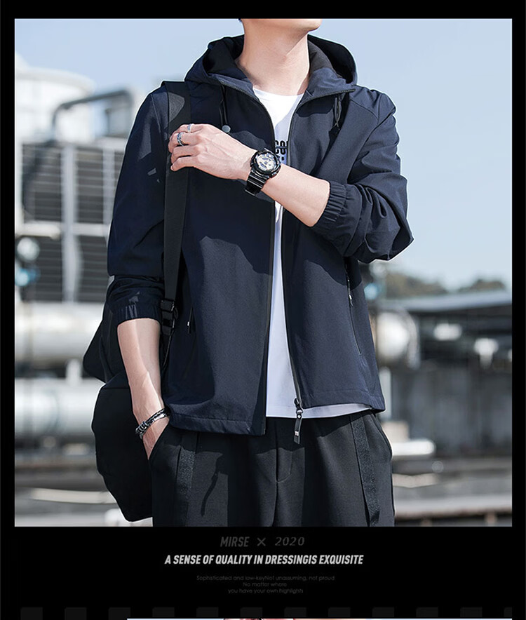 TUCANO Men's Hooded Windproof Durable Casual Versatile Fashion Trendy Jacket Black M 17