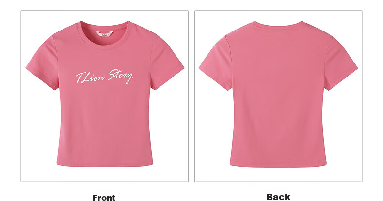 TonLion 2026 Summer Women's Text Print Short Sleeve T-Shirt Rose Pink L 25