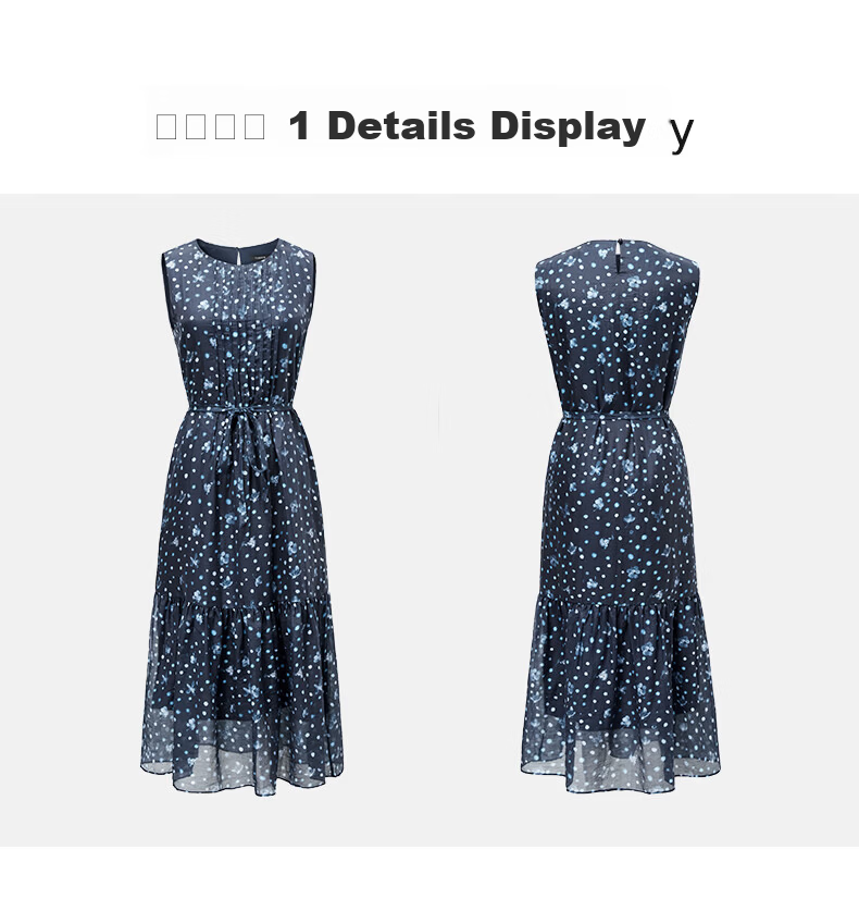 Yanyu Floral Tencel Vest Dress Women 2026 Summer Waist Slimming Sleeveless Long Dress Blue Flower S 15