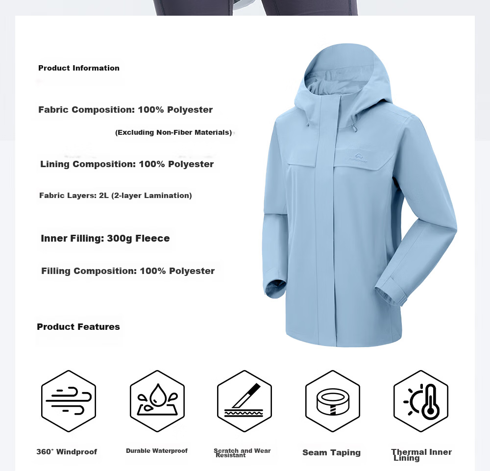 Toread Suzaku 2.0 3-in-1 Women's Spring Autumn Outdoor Windproof Waterproof Hiking Mountaineering Jacket Unisex 2