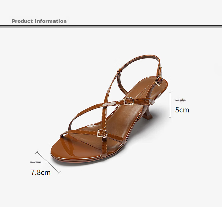 Le Saunda Queen Aura Mid-Heel Single Strap Sandals Women 6M58202 Amber Brown BRP 38 5