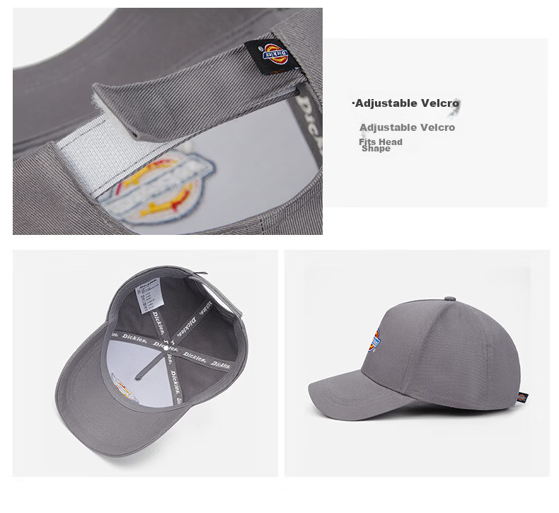 Dickies Vintage Velcro Hard Top Baseball Cap Unisex New Duckbill Hat Slim Face Outdoor Sunshade Black 2