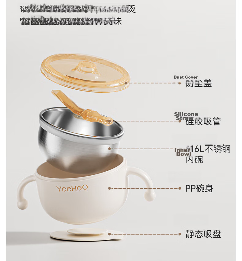 YEEHOO Baby Soup Straw Bowl Rice Cereal Cup Spout Feeding Bowl Porridge Drinking Water PPSU Special Tableware Children's Lunch Box 4