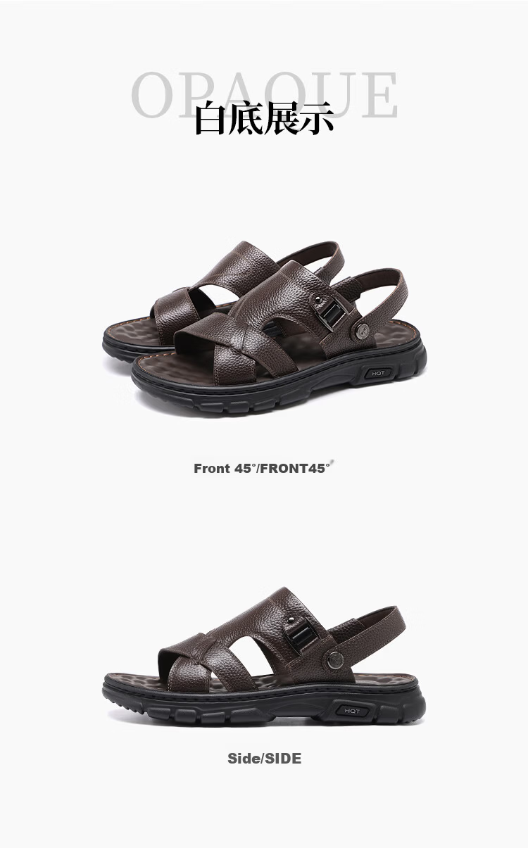 Red Dragonfly Men's Summer Leather Thick Sole Sandals Dual-Purpose Commuting Driving Casual Beach Shoes WTT261201 Black Size 38 9
