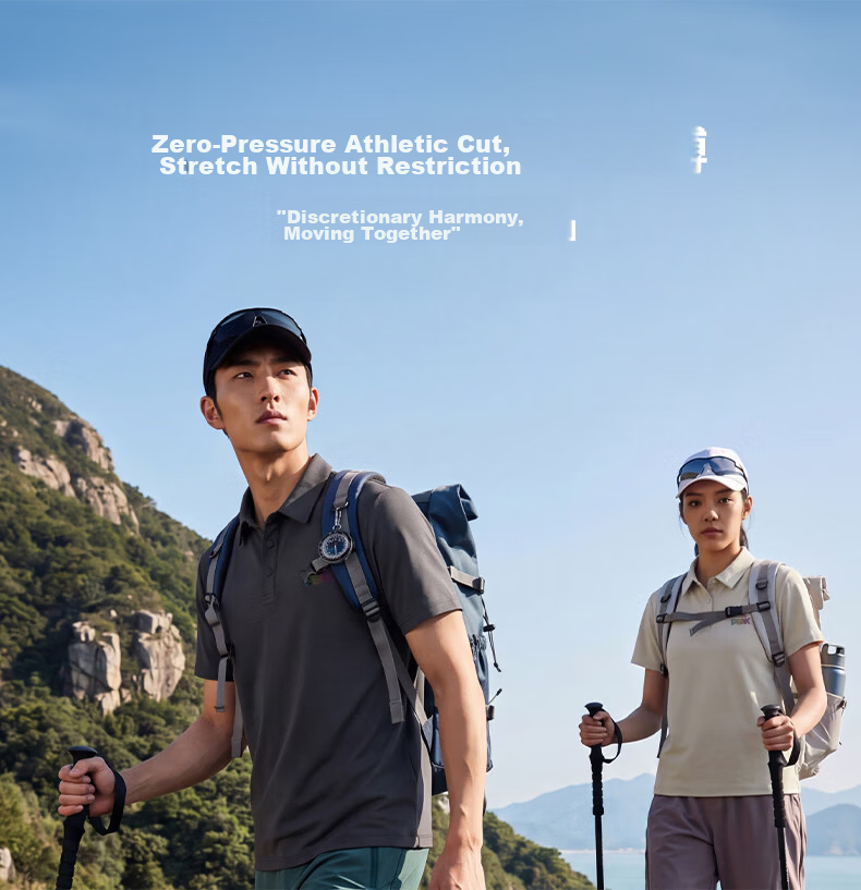 PEAK Outdoor Men's Summer 7A Antibacterial Sports Sun Protection Ice Silk Cooling Polo Shirt Disan Zero-Feel Short Sleeve T-Shirt C 7