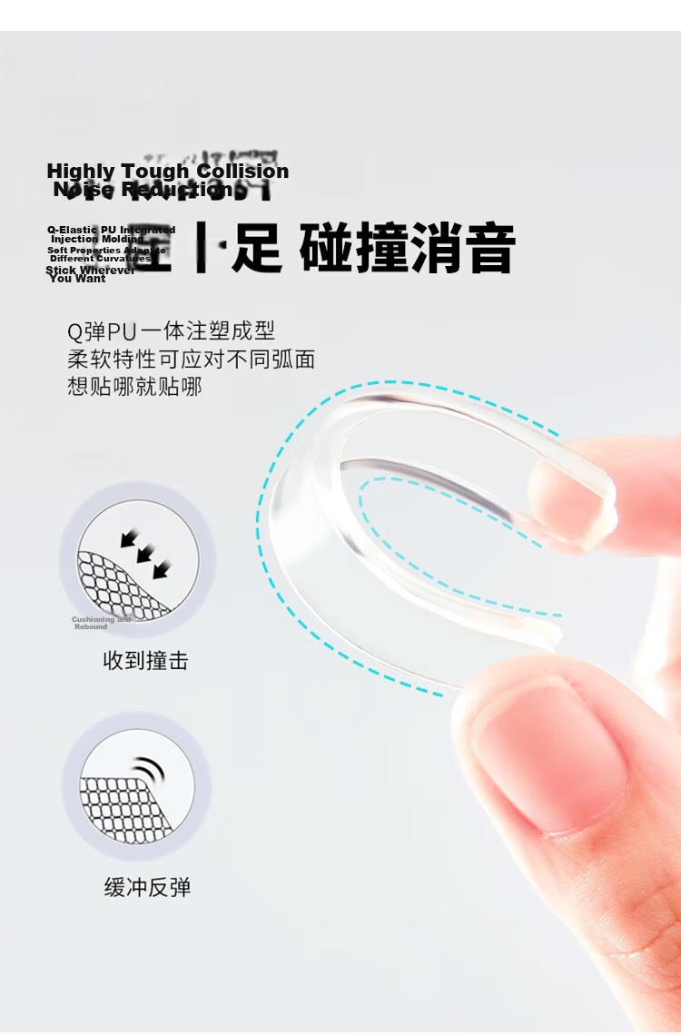 Jinlongxing Silicone Anti-Collision Strips Door Handle Bumper Protector Refrigerator Cabinet Door Silent Bumpers Set 5