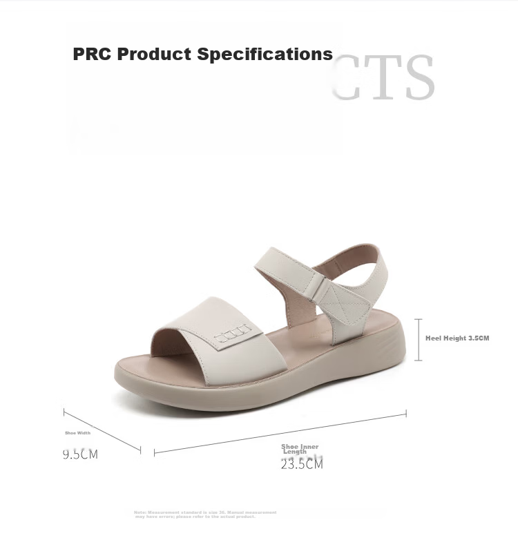 Red Dragonfly Women's Thick-Soled Cowhide Mom Shoes Commuting Comfortable Middle-Aged Fashion Soft Sole Sandals WTK264931 Off-White Size 37 8