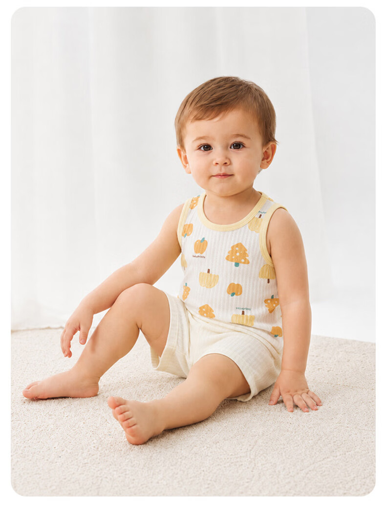 Babyprints Baby Cotton Homewear Set Children's Vest Shorts Pajamas Summer Thin Breathable Underwear Pink 90 15