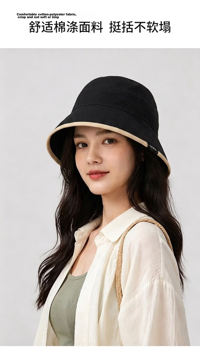 YUYULA Women's Summer Sunshade Hat Outdoor UV Protection Wide Brim Reversible Face-Slimming Bucket Hat 4