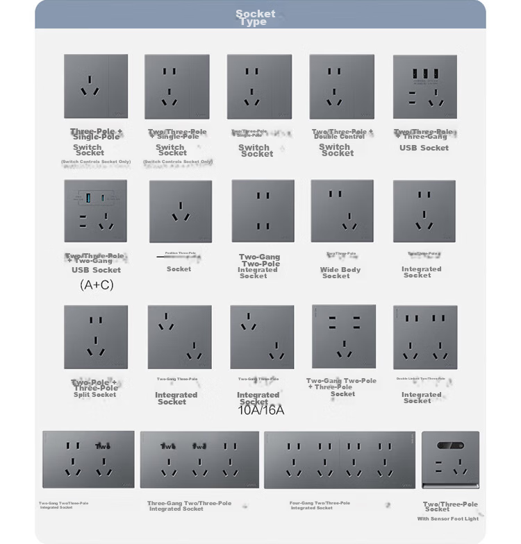 BULL Switch Socket G60 Series Two-Gang Double-Control Switch Ultra-Thin Large Panel Switch G60K212 Phantom Gray 19