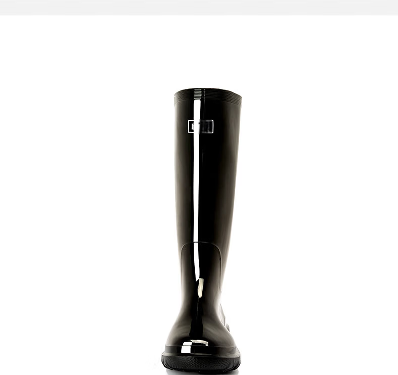 Huili Men's Stylish Rain Boots, Waterproof Outdoor Non-Slip Wear-Resistant HL838 Tall Black Boots Size 42 11