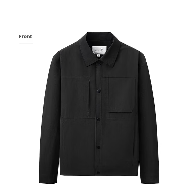 DANCING WOLVES [Three-Proof Technology] Turn-Down Collar Workwear Executive Jacket Men Windproof Coat Versatile Outerwear 001 Black XL 10