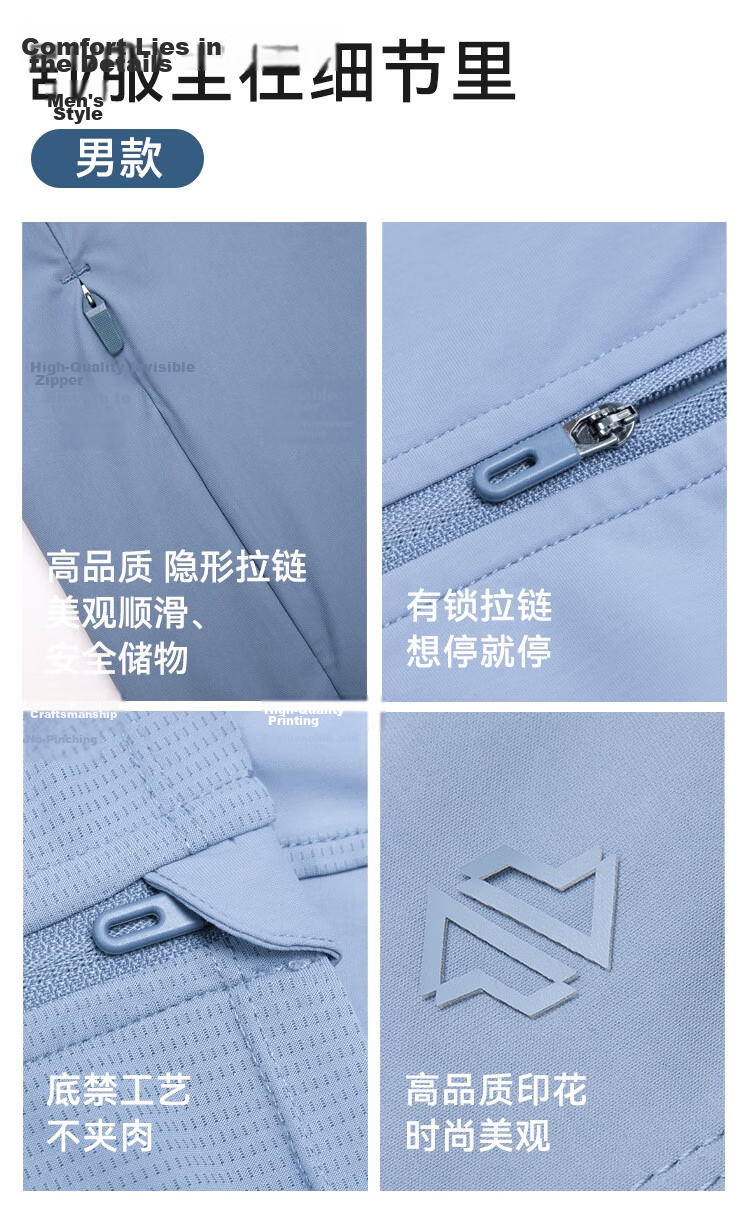 JD Original Sun Protection Clothing for Men, Ice Silk Cool-Feeling UV Protection Sunscreen Jacket for Men And Women, High-End Sun Protection Coat, Light Gray, M 8
