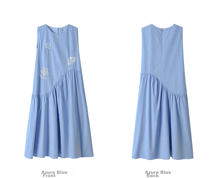 INMAN Lenzing Cotton Embroidered 3D Vacation Boho Dress 26 Summer New Sleeveless Dress Blue L 19