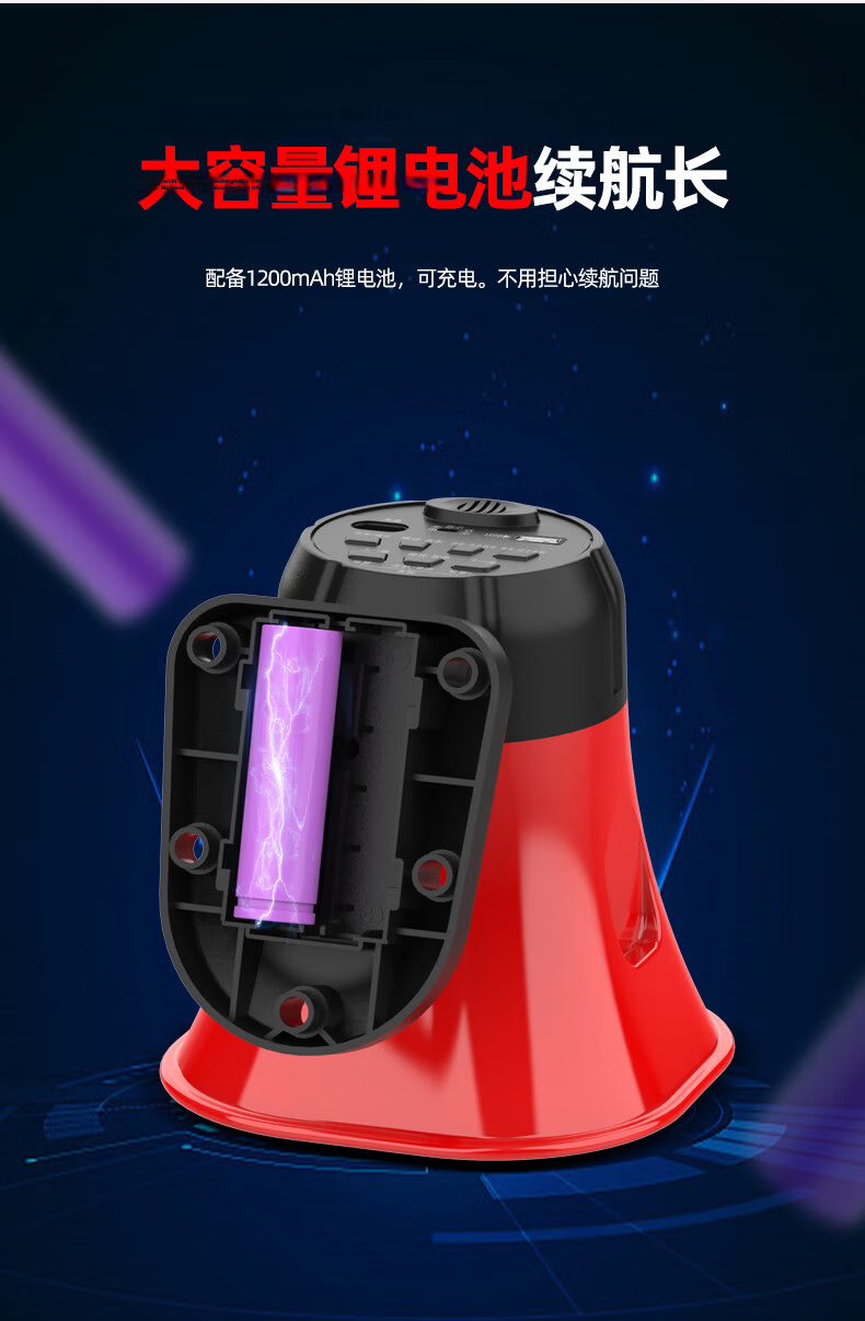 Aiguozhe A80 Pro Car Megaphone, Loudspeaker Amplifier, Recording Promoter, Street Vending, Shouting Public Address System, Rechargeable, Looping Playback, Bluetooth, Pin-Shaped Interface Versio 4