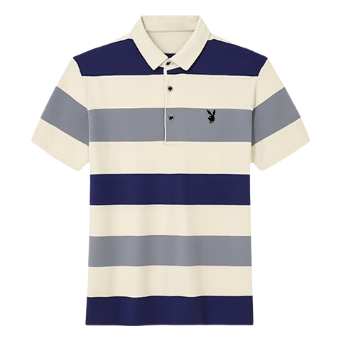 PLAYBOY Men's Short Sleeve T-Shirt Summer Casual Polo Shirt Comfortable Breathable Half Sleeve Plaid Polo Shirt Green 2XL