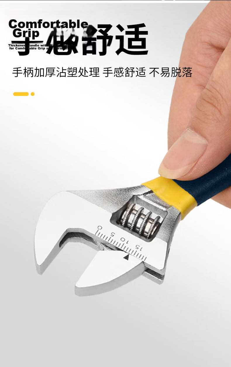 Liyu Adjustable Wrench Multi-Functional Slip-Resistant Plastic Handle Household Open-End Wrench Set of 4 7