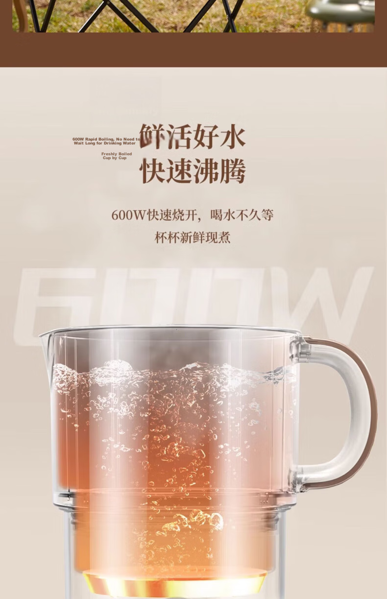 AUX Portable Folding Electric Kettle, Car Water Boiler, Stainless Steel Hot Water Cup for Travel, Business Trips And Home Use [316 Inner Pot + Fork And Spoon] 26