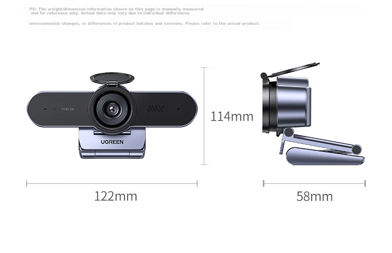UGREEN 2K HD USB Webcam with Autofocus Dual Microphones and Speaker for Desktop Laptop Interview Exam Live Streaming Video Calls Conference 65545 30