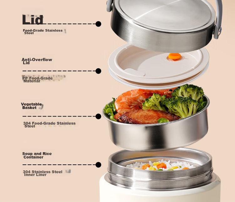 Ymer Double-Layer Insulated Lunch Box with Extended Handle, Stainless Steel Soup Container and Bowl for Office Workers and Students, New Model 13
