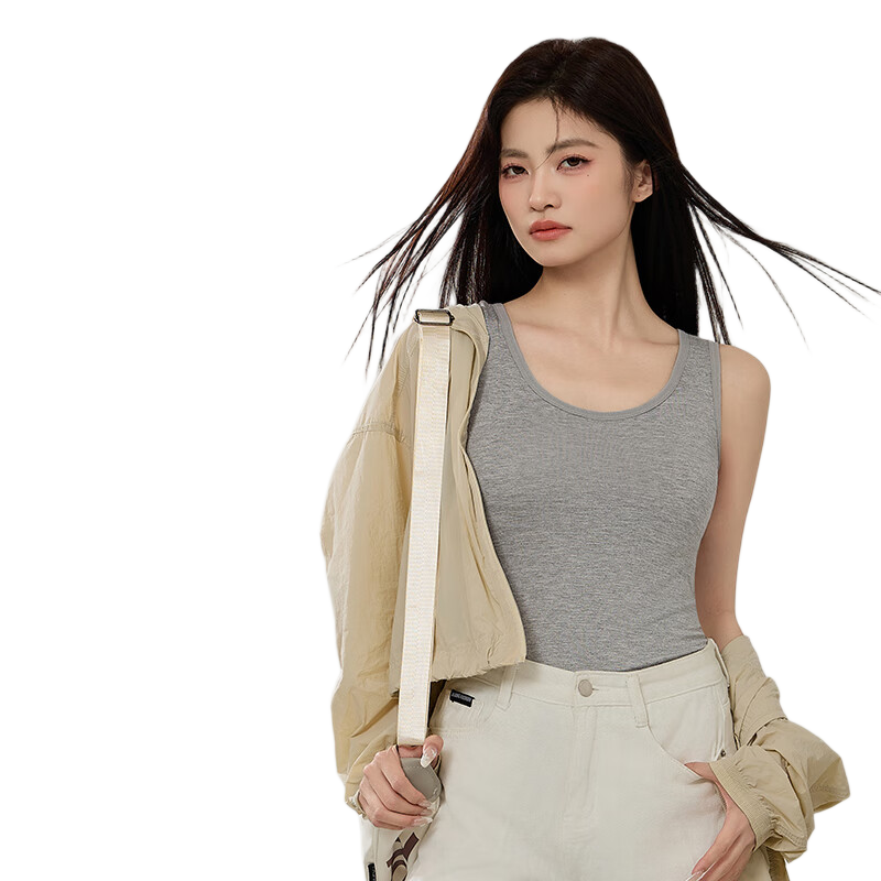Seamless U-Neck Tank Top for Women Summer No-Bra Slim Fit Skin-Friendly Solid Color Sleeveless T-Shirt