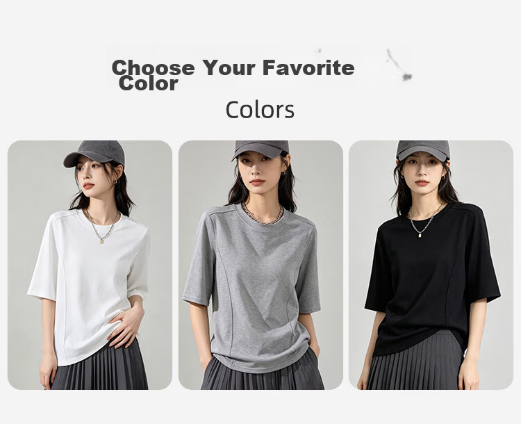 Miiow Women's Modal Slimming T-Shirt, Shoulder-Fitting Herringbone Ribbed Five-Sleeve Base Top 15