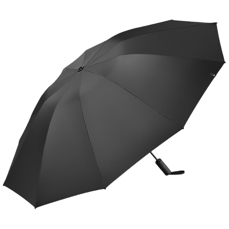 Beneunder Automatic Umbrella, Sun And Rain Umbrella, Tri-Fold Reinforced Folding 10-Rib Umbrella, Stone Black