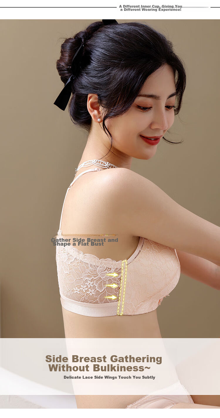 BONAS Sexy Front Closure Backless Bra Set for Women Wireless Push-Up Large Size Pure Desire Style Premium Gift 7