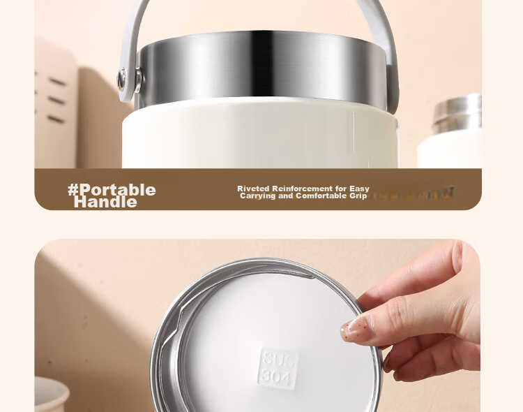 Ymer Double-Layer Insulated Lunch Box with Extended Handle, Stainless Steel Soup Container and Bowl for Office Workers and Students, New Model 35