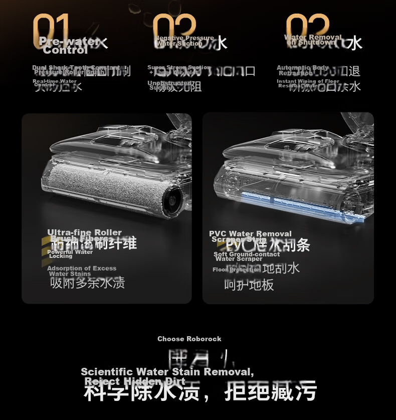 Original Antibacterial Roller Brush for Roborock Floor Washer - Compatible with A30 Pro Steam 34
