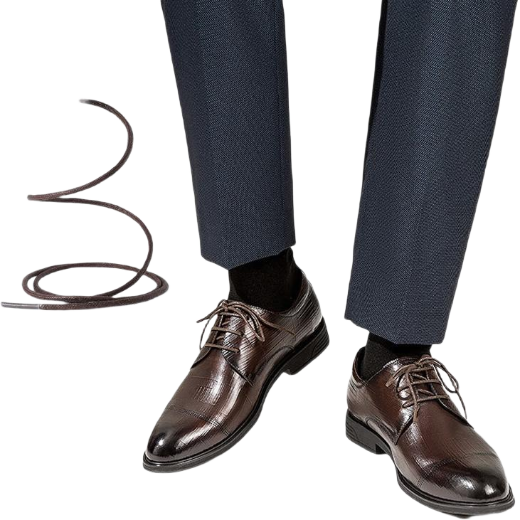 FOOTOPPO Black Leather Shoe Laces for Men's Casual Leather Shoes, Business Round Wax-Edged Black Shoe Laces for Wome